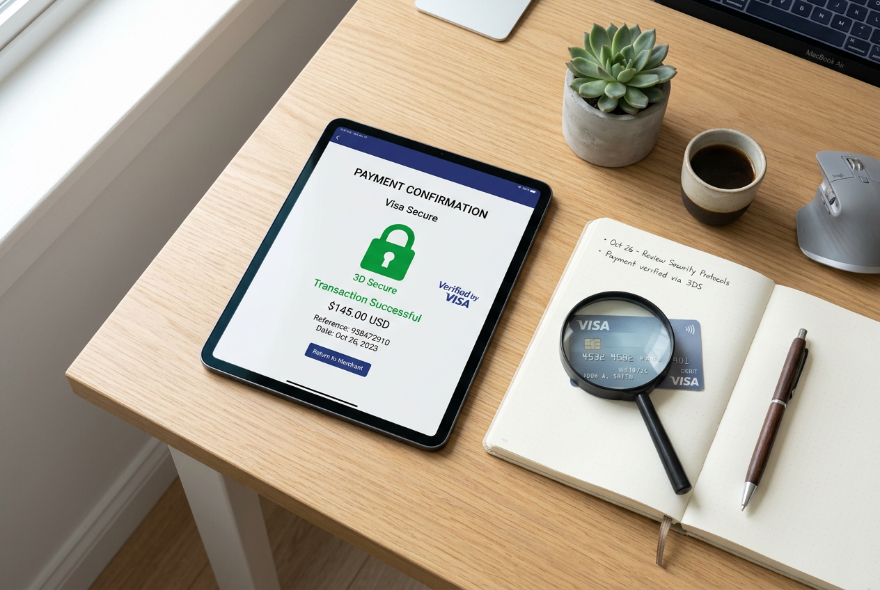 A secure digital transaction setup with cybersecurity elements.